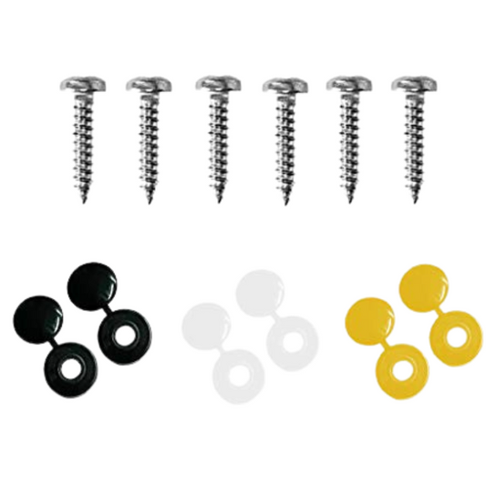 All Trade Direct 6 Pk Caps & Screws Car Number Plate Fixing Fitting Kit